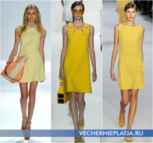Платья в спортивном стиле желтого цвета от Charlotte Ronson, Michael Kors, Akris