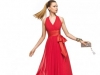 Длинное платье на выпускной 2014 красное с V-образным вырезом