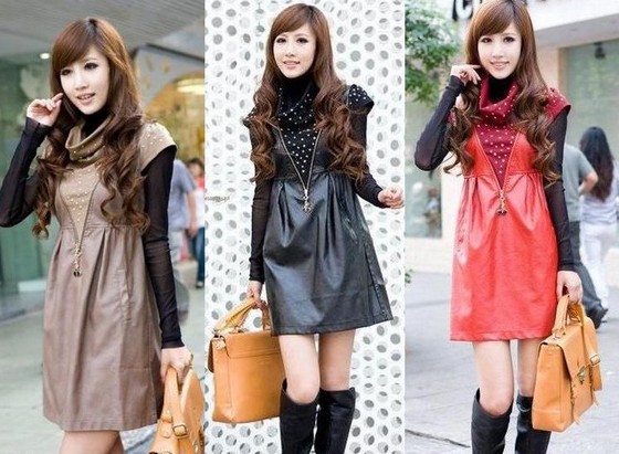 Модные кожаные платья 2011