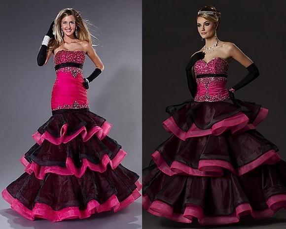 Черно-розовое платье
