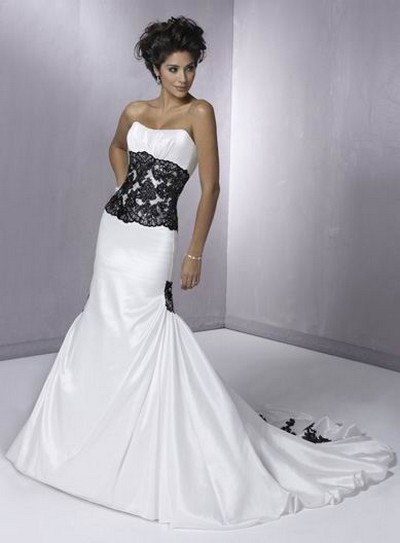 Черно-белые свадебные платья русалка фото