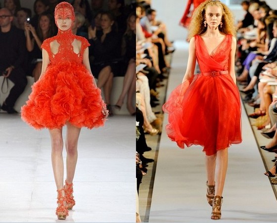 Красные короткие платья Alexander McQueen и Oscar de la Renta