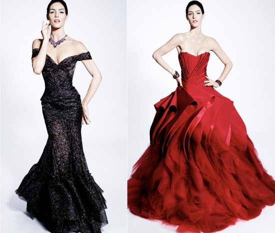 Черное и красное свадебные платья зима 2012, Zac Posen