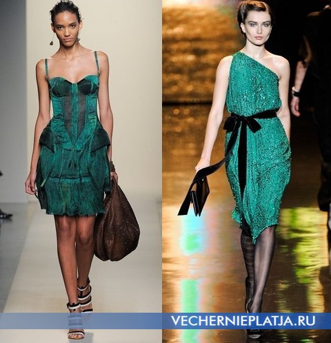 С чем носить зеленое платье - платья от Bottega Veneta и Badgley Mischka