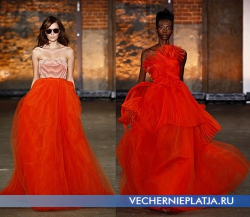 Платья оранжевого цвета Весна-Лето 2012 от Christian Siriano