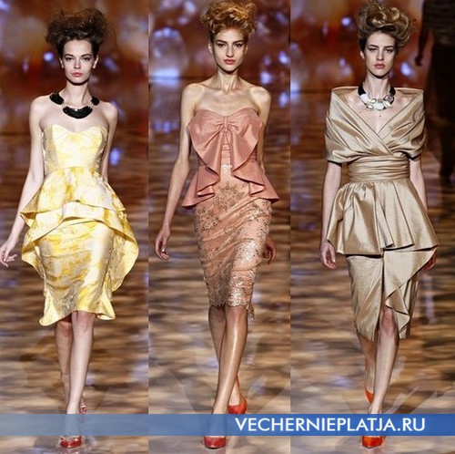 Вечерние платья короткие с баской от Badgley Mischka