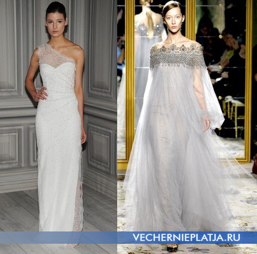 Свадебные платья с открытыми плечами от Monique Lhuillier и Marchesa