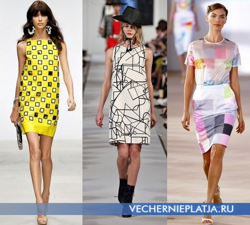 Платья с узорами геометрических фигур от Holly Fulton, Oscar de la Renta, Preen