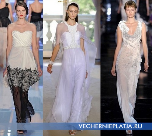 Белые длинные вечерние платья 2012 от Christian Dior, Andrew Gn, John Galliano