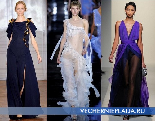 Длинные платья с разрезом 2012 от Nina Ricci, John Galliano, Bottega Veneta