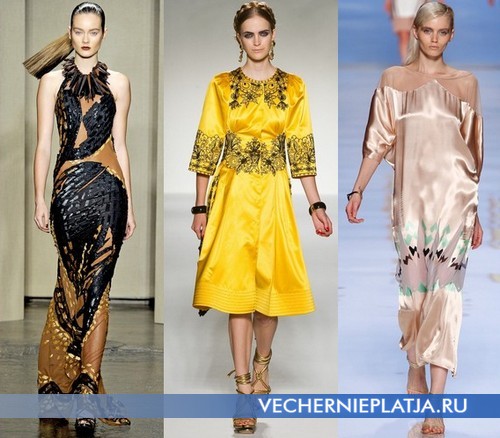 Модные платья в этническом стиле от Donna Caran, Moschino, Etro