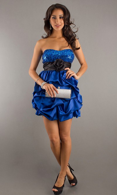 Вечерние платья мини 2012, модное мини платье синего цвета
