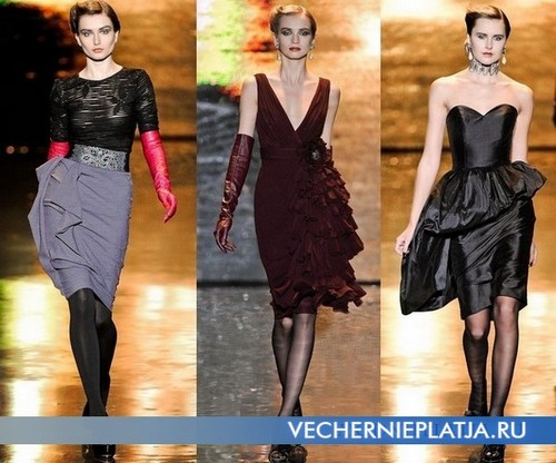 Платья с воланами фото, Badgley Mischka 2011-2012