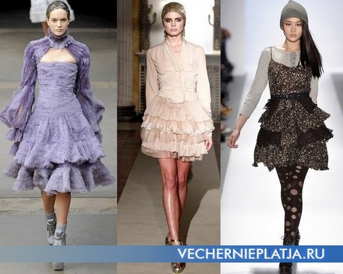 Платья с воланами фото - Alexander McQueen, Luisa Beccaria, Charlotte Ronson