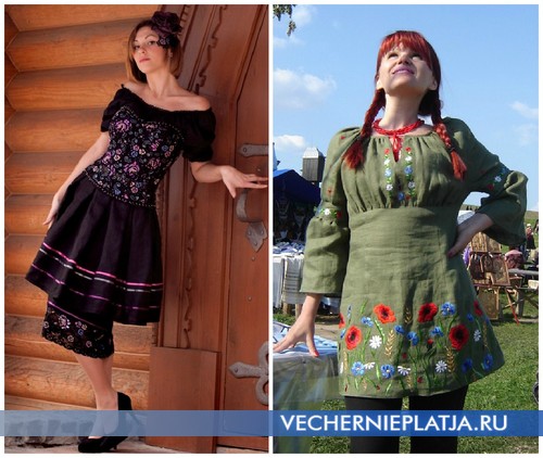 Льняные платья с украинской вышивкой