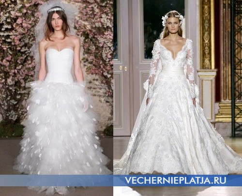 Свадебные платья с глубоким декольте от Oscar de la Renta и Zuhair Murad