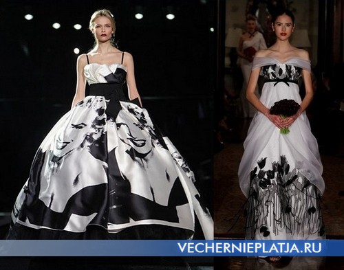 Дизайнерские черно белые свадебные платья