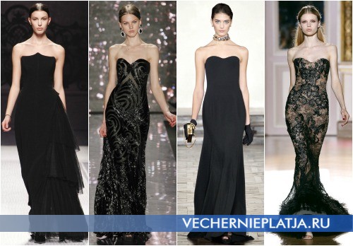 Вечерние черные платья с открытыми плечами Осень-Зима 2012-2013