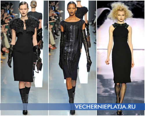 Маленькое черное платье фото – модели коллекций Bottega Veneta (1,2) и Badgley Mischka (3)
