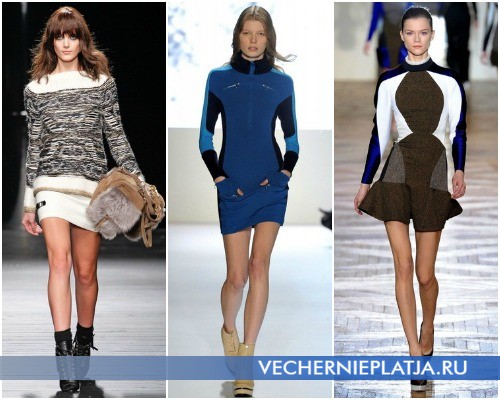 Короткие платья свитера 2012-2013 – на фото модели Iceberg, Lacoste, Stella McCartney