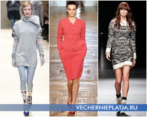 Вязаные платья-свитера Осень-Зима 2012-2013 – на фото модели Cacharel, Stella McCartney, Iceberg