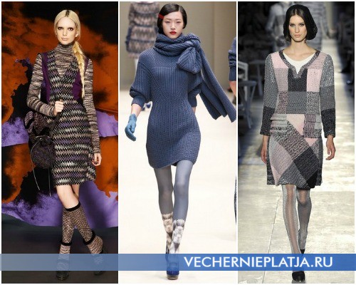 Платье-свитер, можные расцветки – на фото модели Missoni, Cacharel, Chanel