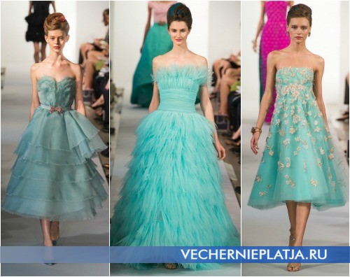 Голубые платья на выпускной 2013 фото Oscar de la Renta