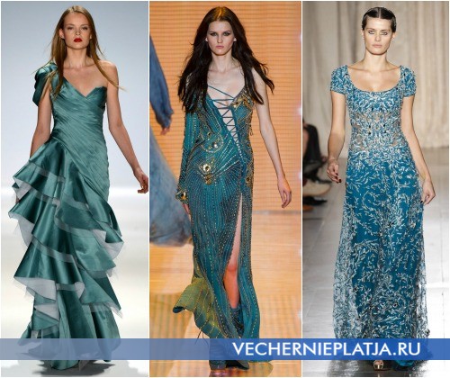 Бирюзовое платье на выпускной 2013 года фото Carlos Miele, Versace, Marchesa