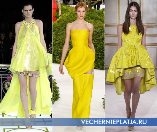 Желтые платья на выпускной 2013 фото Versace, Christian Dior, Giambattista Valli