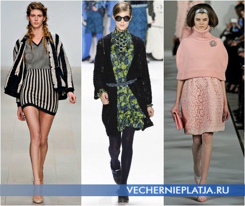 Модные платья Осень-Зима 2012-2013 с кофтами – на фото модели Mark Fast, Anna Sui, Oscar de la Renta