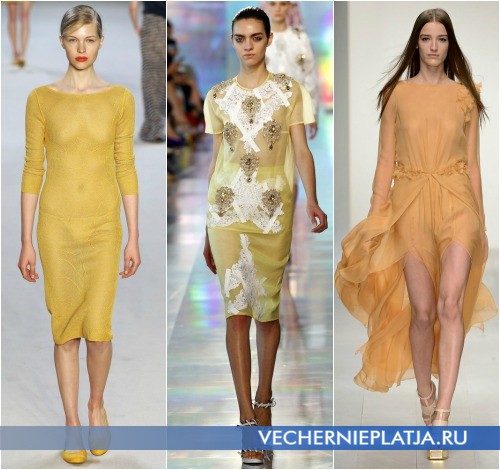 Желтые прозрачные платья 2013 от Akris, Christopher Kane, Felder Felder