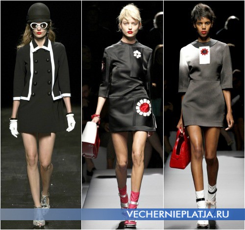 Черно-белое платье Moschino и мини-платья для весны 2013 от Prada