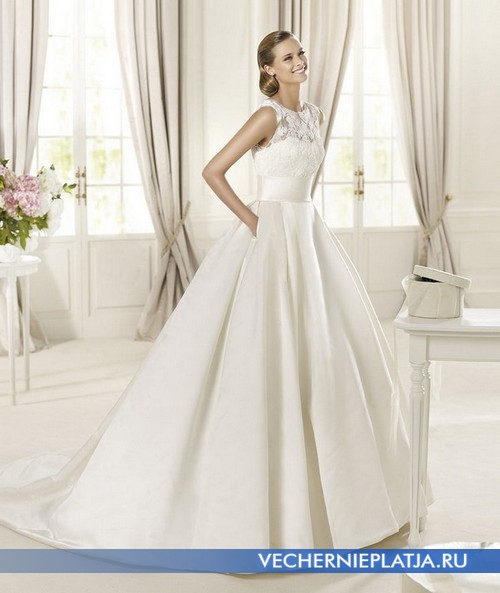 Белое свадебное платье с ажурным верхом фото