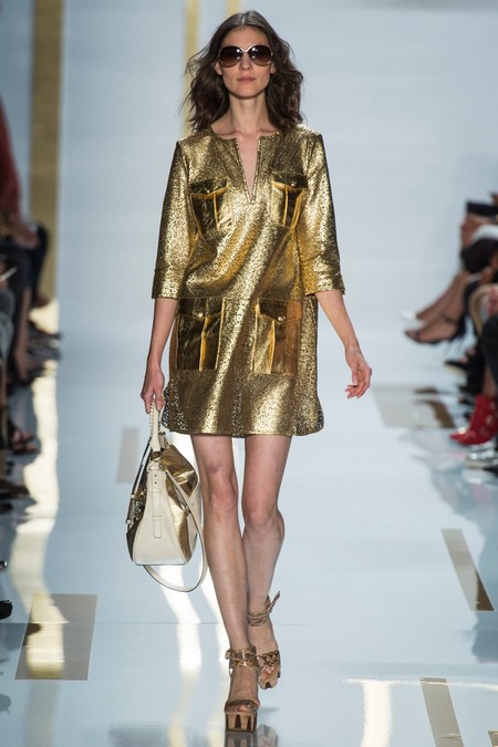 Золотистое платье-рубашка 2014 от Diane von Furstenberg