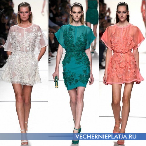 Короткие платья Весна-Лето 2014 с аппликацией от Elie Saab