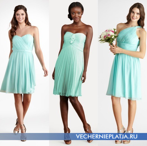 Короткие выпускные платья 2014 мятного цвета фото