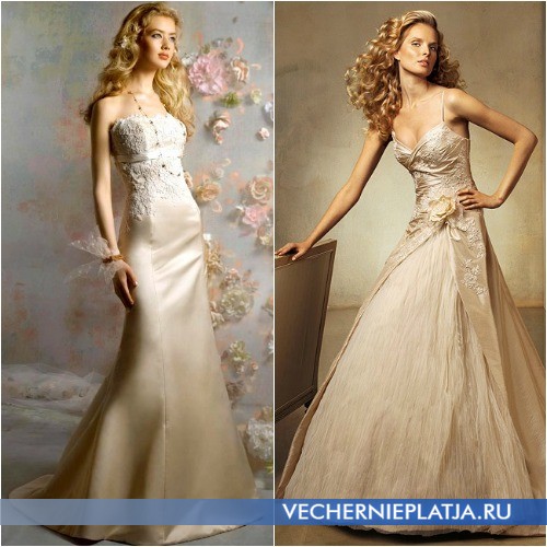 Роскошные свадебные платья цвета шампань фото